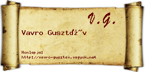 Vavro Gusztáv névjegykártya